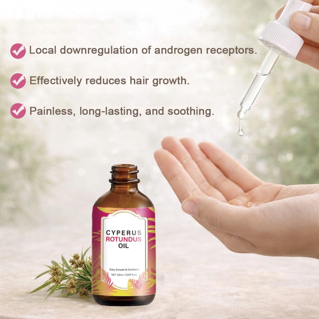 Cyperus Rotundus Oil, Natural for Reducing Body Hair Growth, Cyperus Rotundus Oil for Hair Removal, Reduces Unwanted Hair Growth, Reducing Body Hair Growth, Shrink Pores 2.02 Fl Oz (Pack of 1)