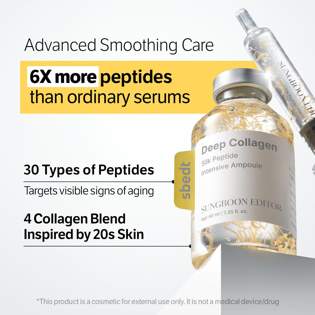 SUNGBOON EDITOR Intensive Collagen Care Trio | Deep Collagen Silk Peptide Ampoule & Deep Collagen Serum & Retinol Capsule Cream l For Fine Lines, skin elasticity care, Dry Skin | Gifts for Women